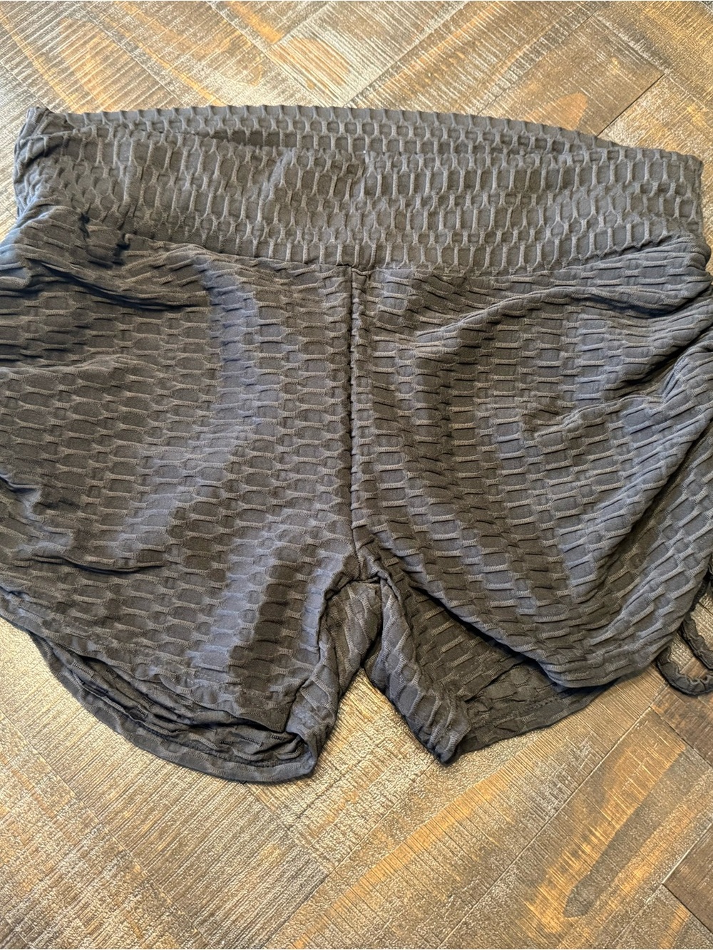 New Look Black Textured High-Waist Athletic Shorts